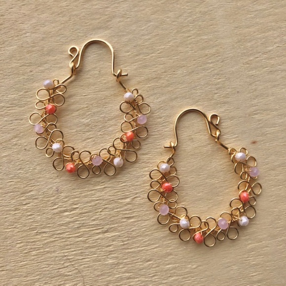 Handmade Wire wrapped hoop earrings - Picture 3 of 3